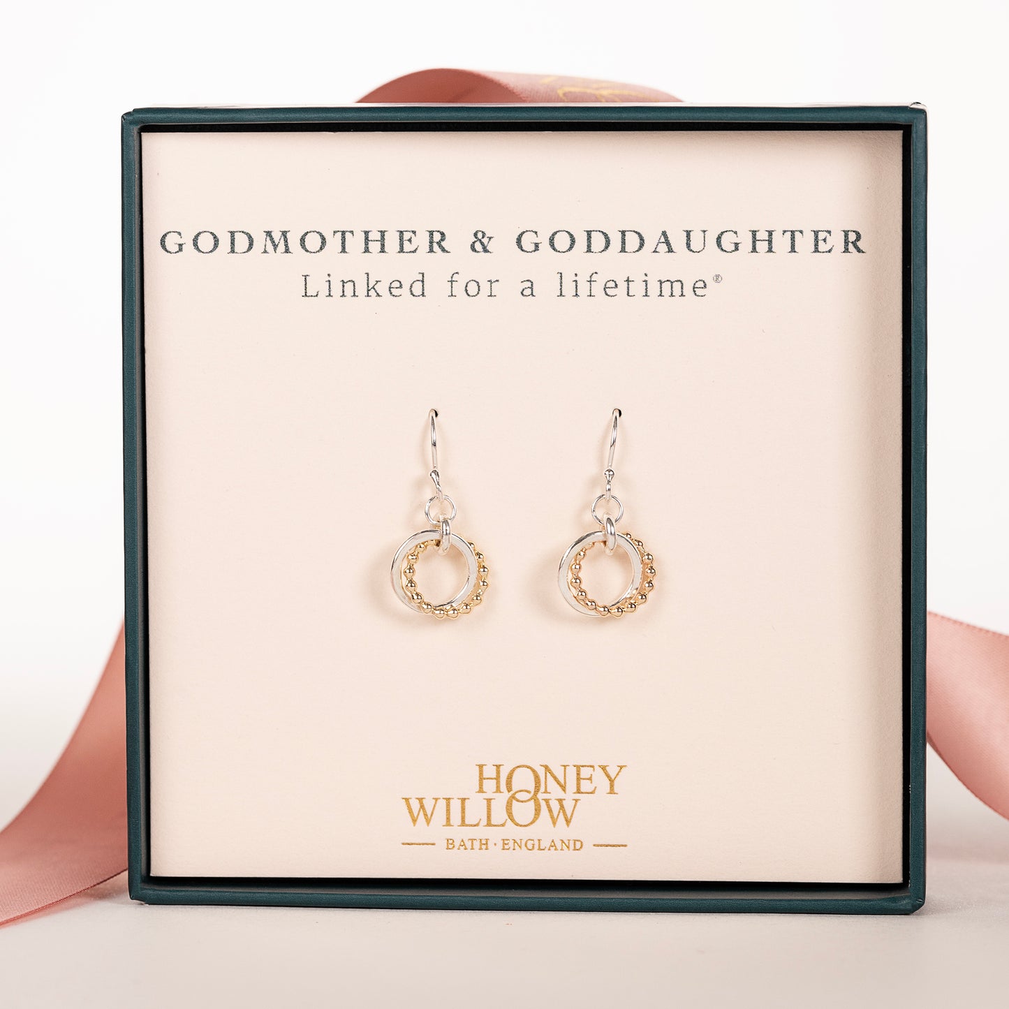 Godmother Goddaughter Gift - Love Knot Earrings - Silver & 9kt Gold