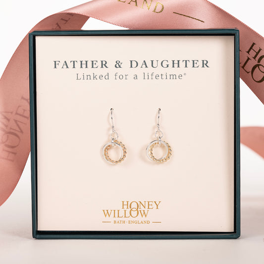 Gift for Daughter from Father - Love Knot Earrings - Silver & 9kt Gold