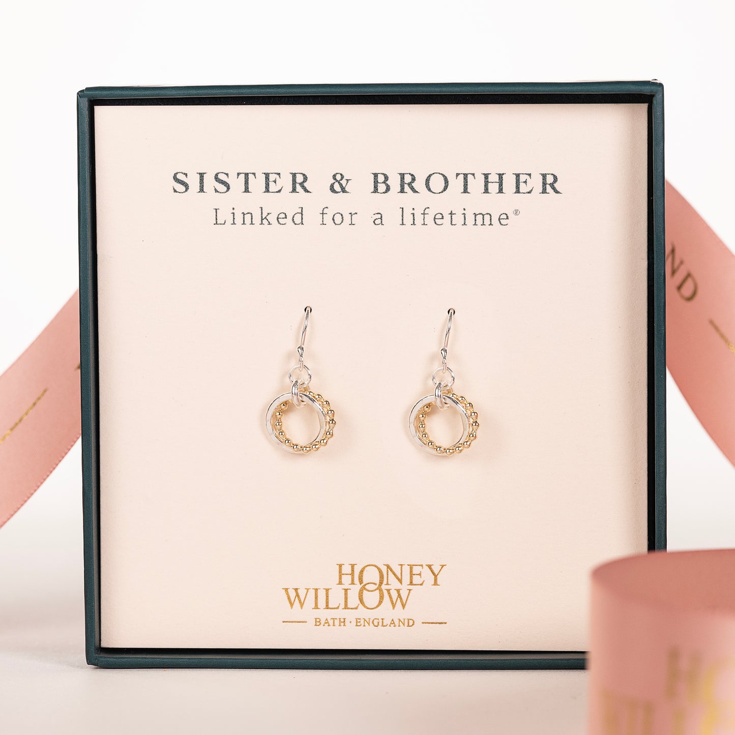 Gift for Sister from Brother - Love Knot Earrings - Silver & 9kt Gold