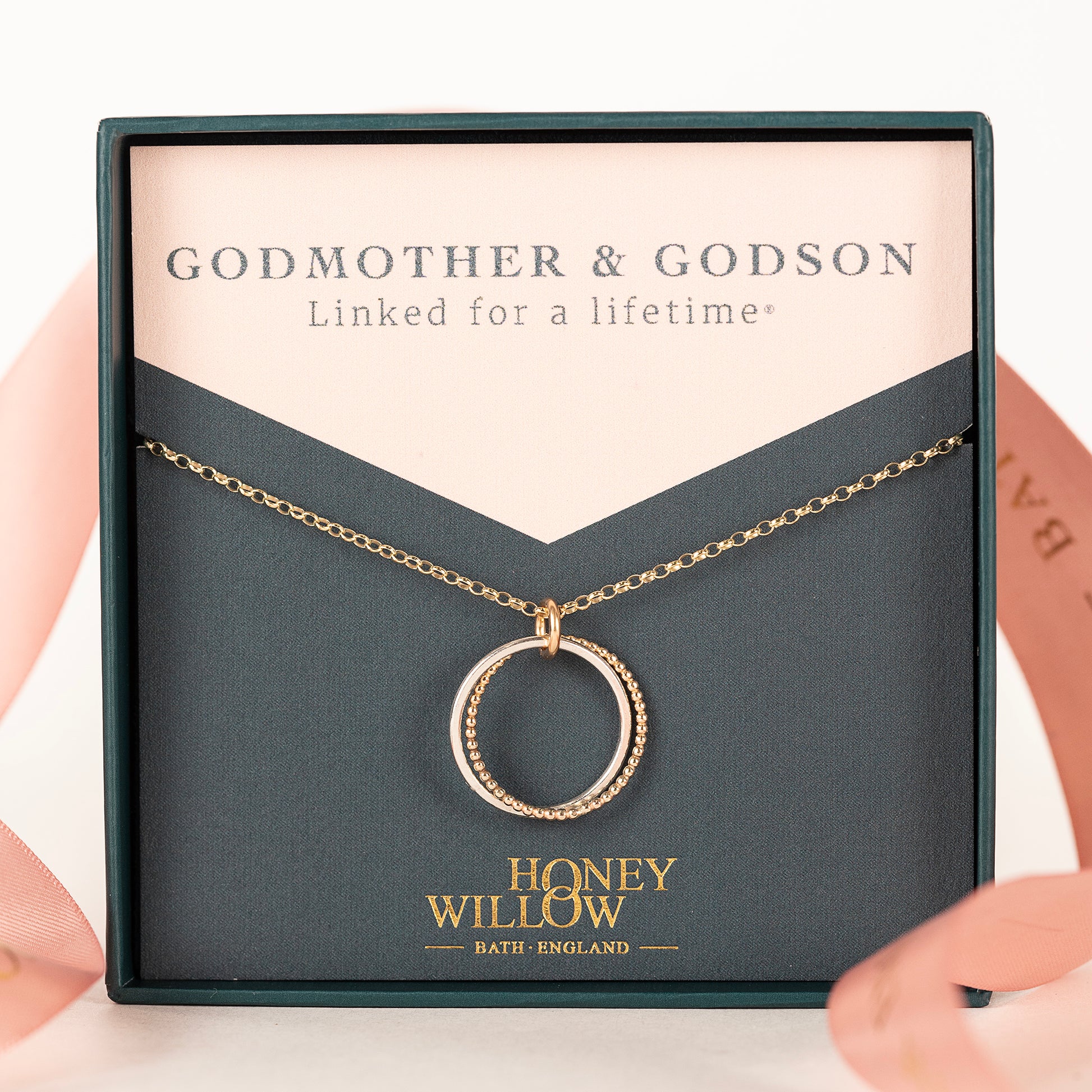 Godmother & Godson Necklace - Linked for a Lifetime - 9kt Gold & Silver