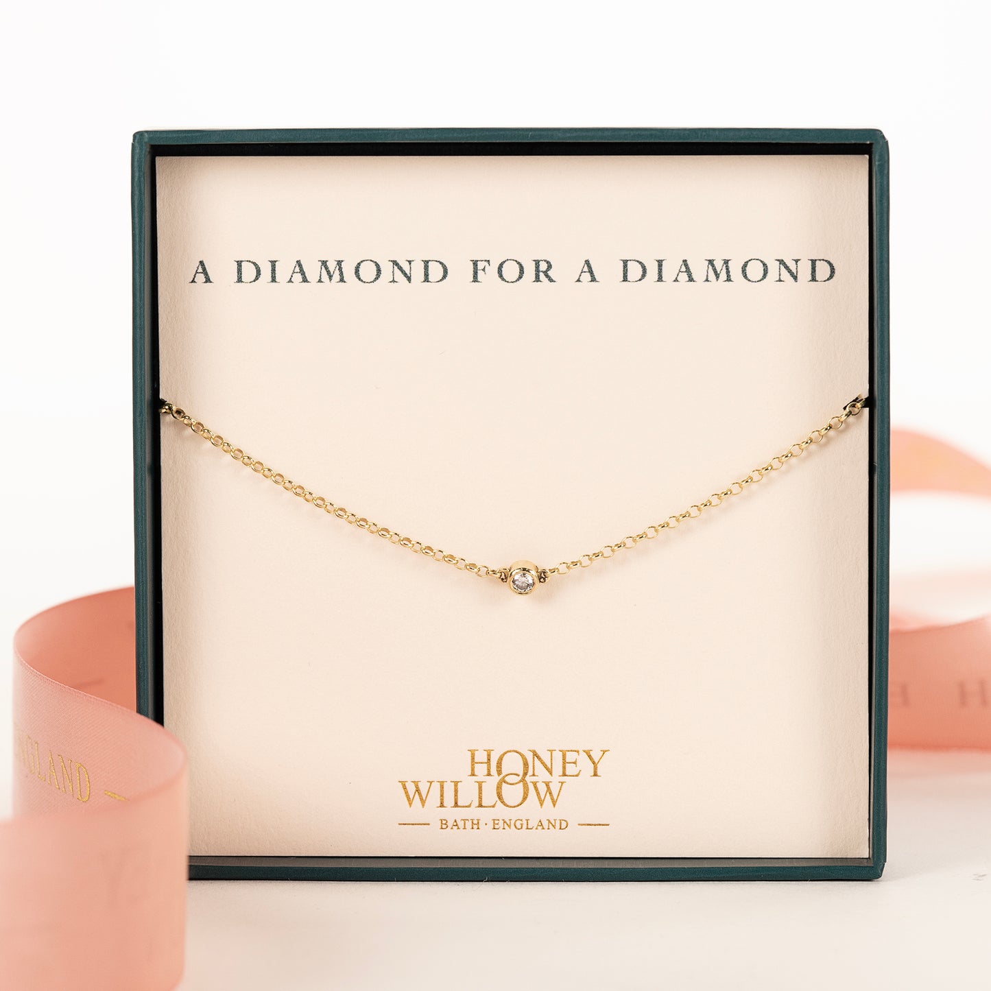 Bat Mitzvah Gift - Single Diamond Necklace - Lab Grown Diamond - 9kt Gold