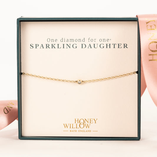 Gift for Daughter - Single Diamond Bracelet - Lab Grown Diamond - 9kt Gold