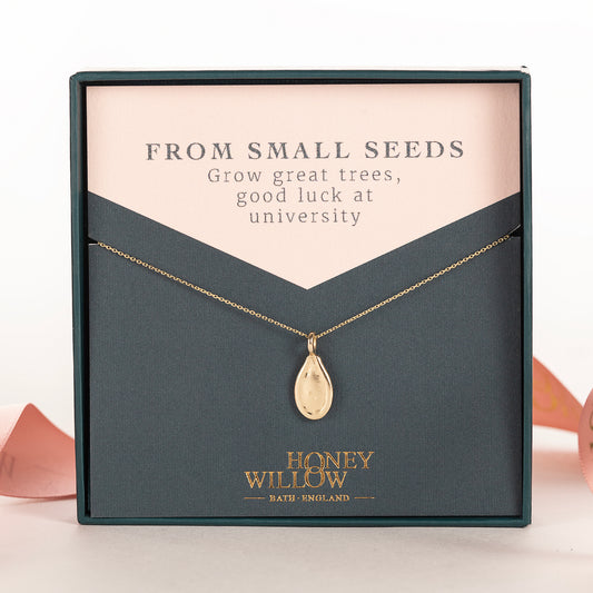 Good Luck At University Gift - 9kt Gold Seed Necklace