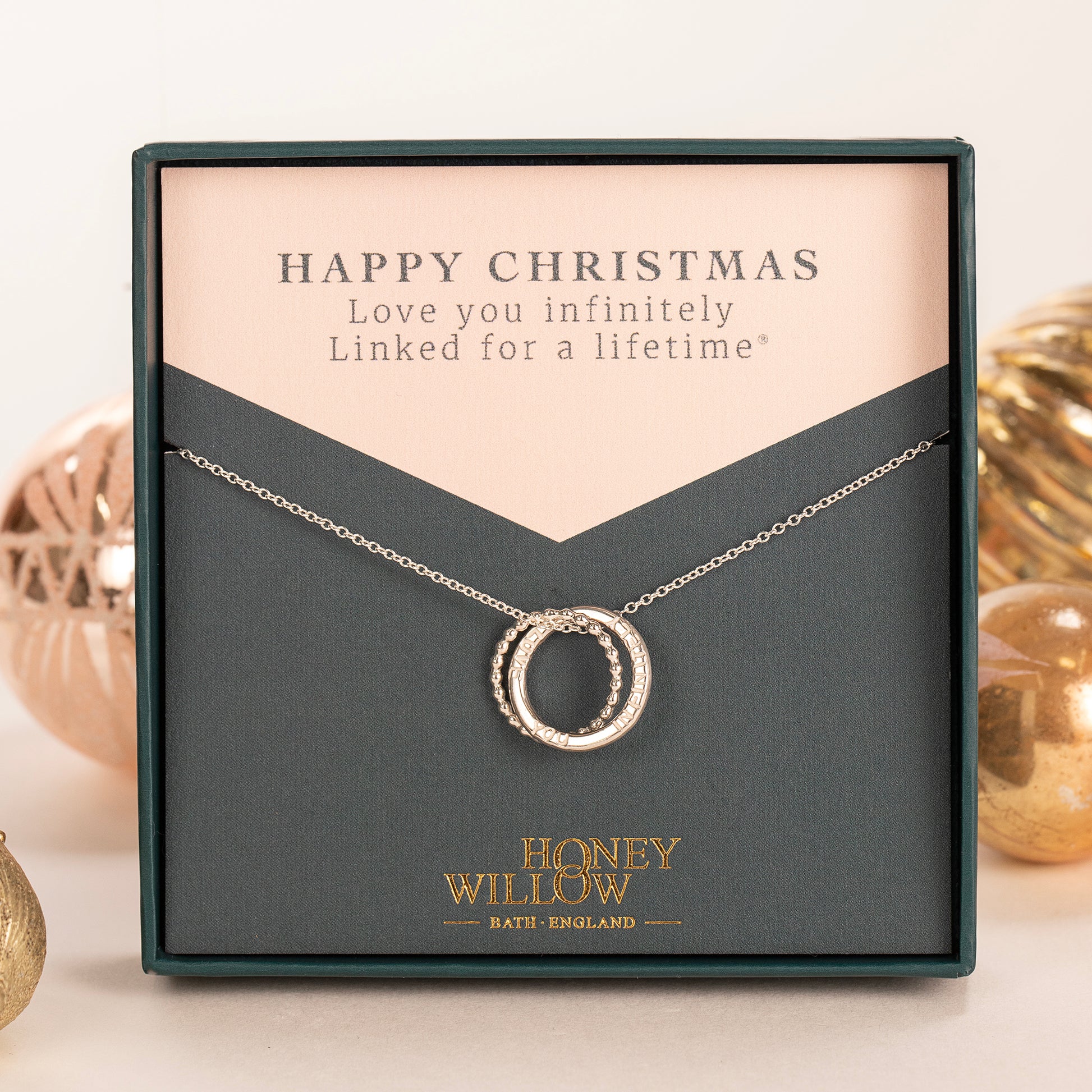 Christmas Gift for Loved One - Love You Infinitely Double Link Necklace - Silver