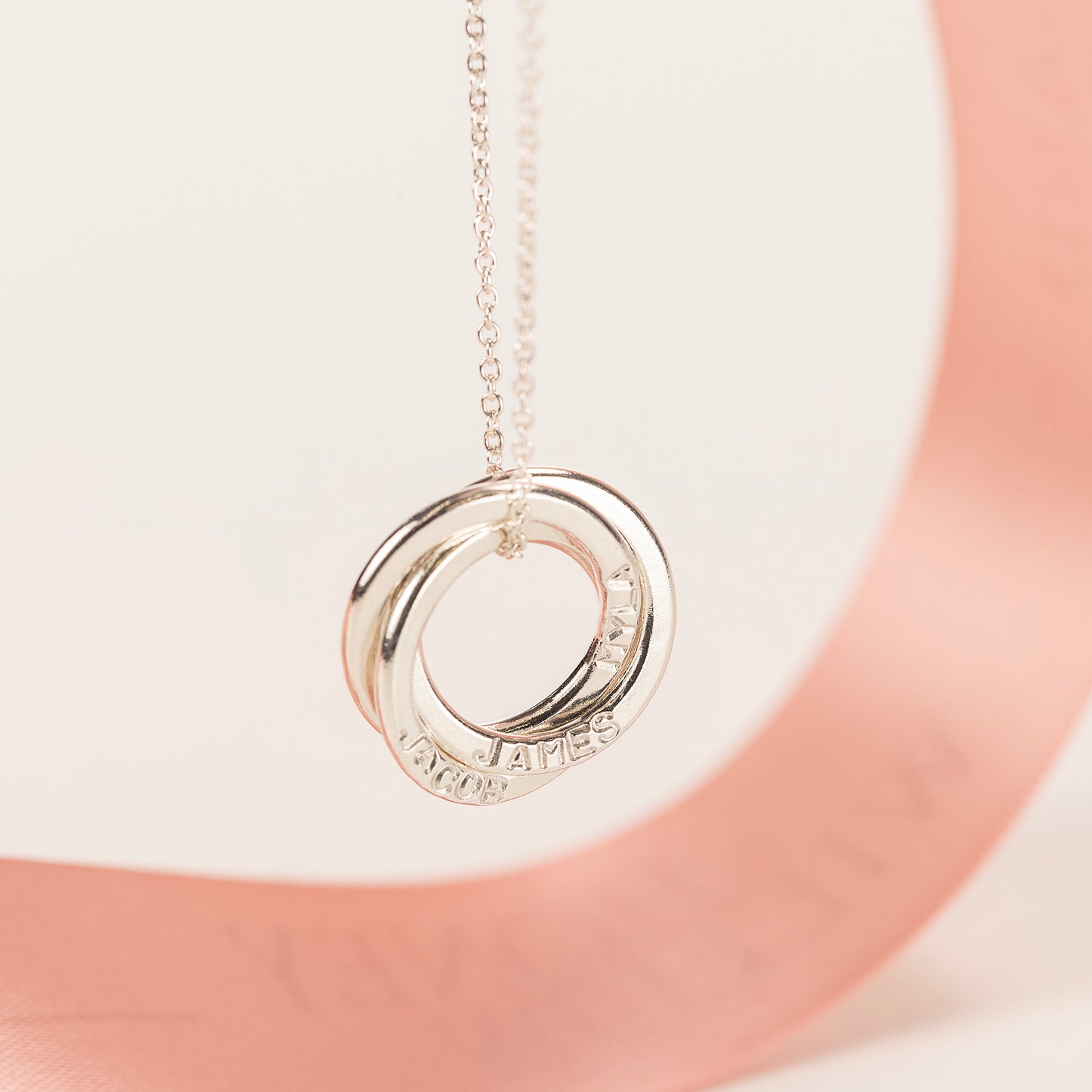 Personalised Family Name Necklace - 3 Links for 3 Loved Ones - Petite Silver