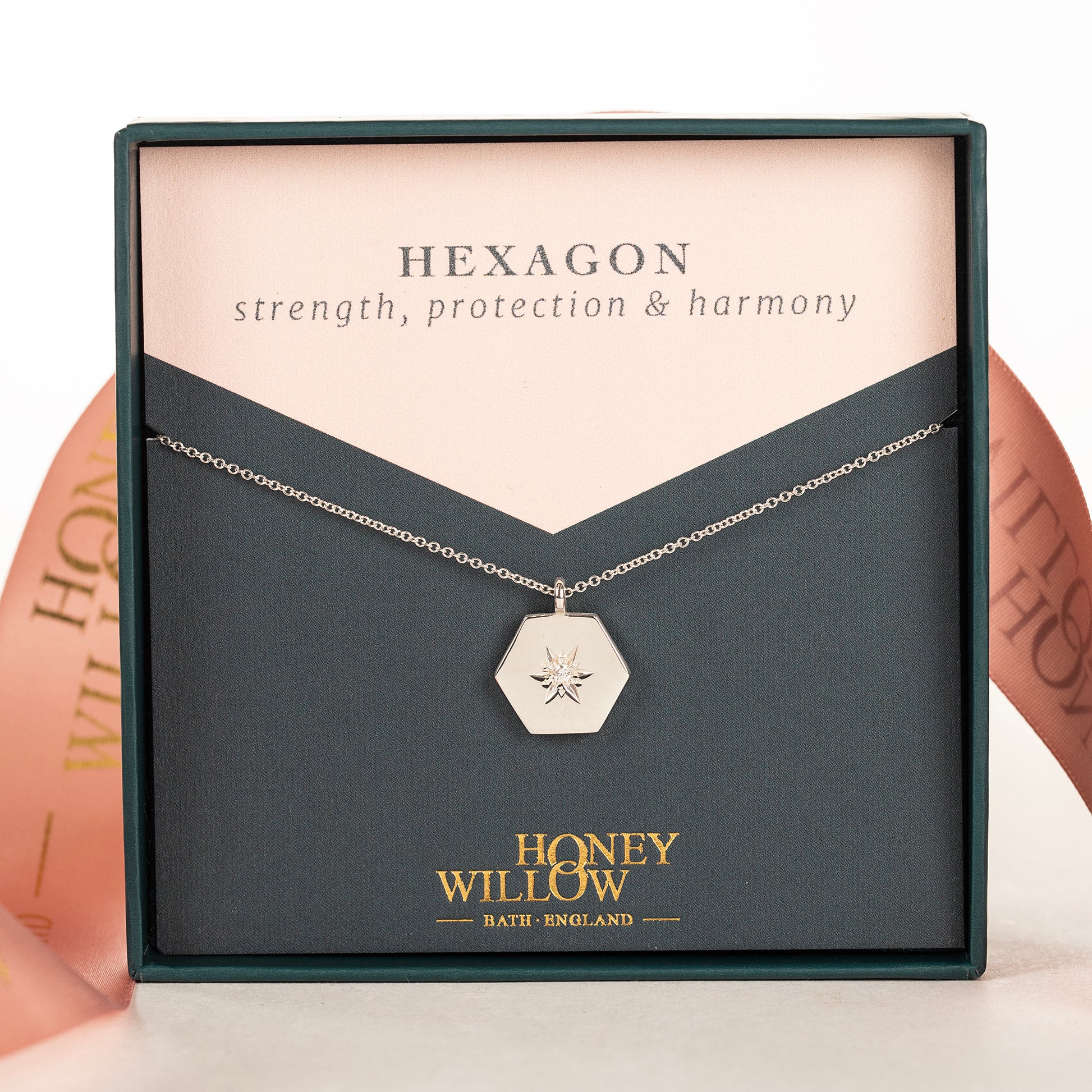 Diamond Star Set Hexagon Necklace