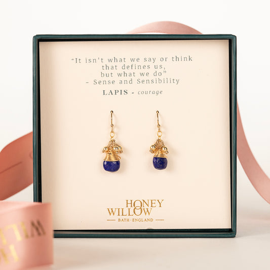 Jane Austen Inspired - Lapis Earrings - Silver & Gold