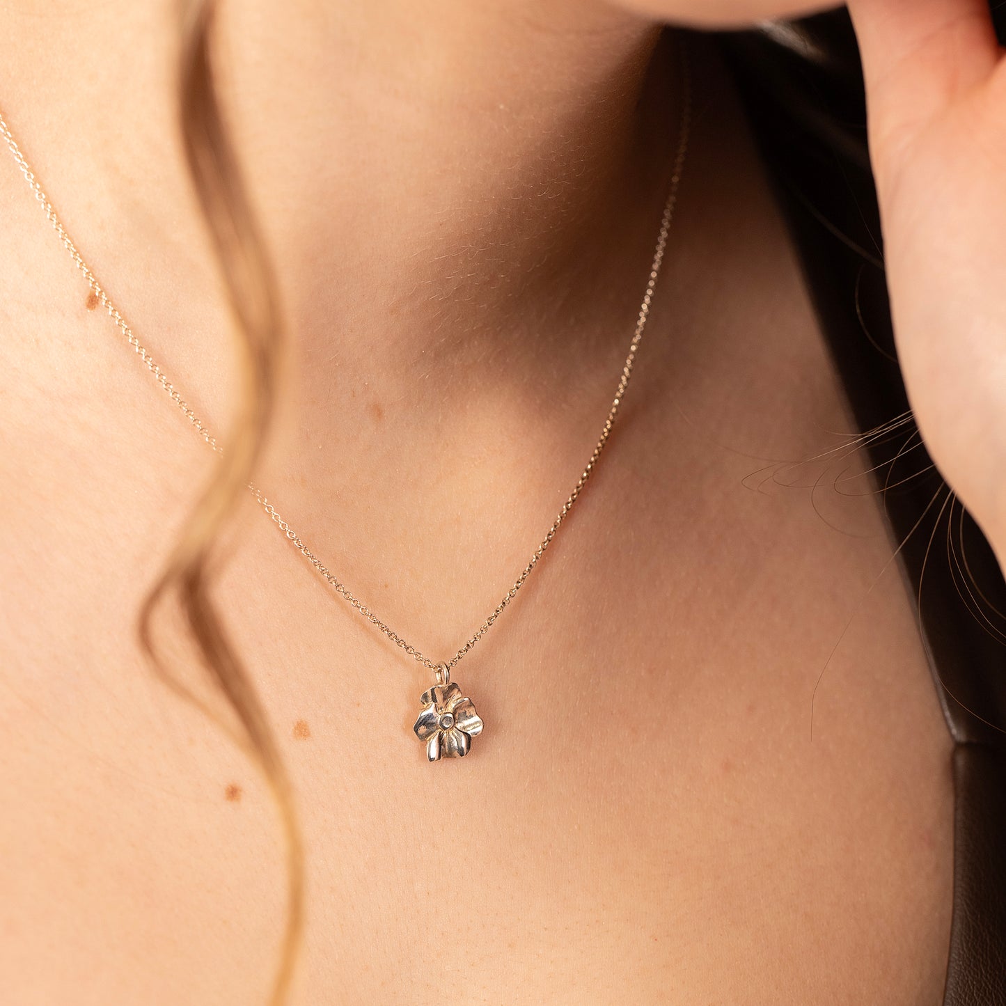 50th Birthday Gift - Violet Flower Necklace - Silver