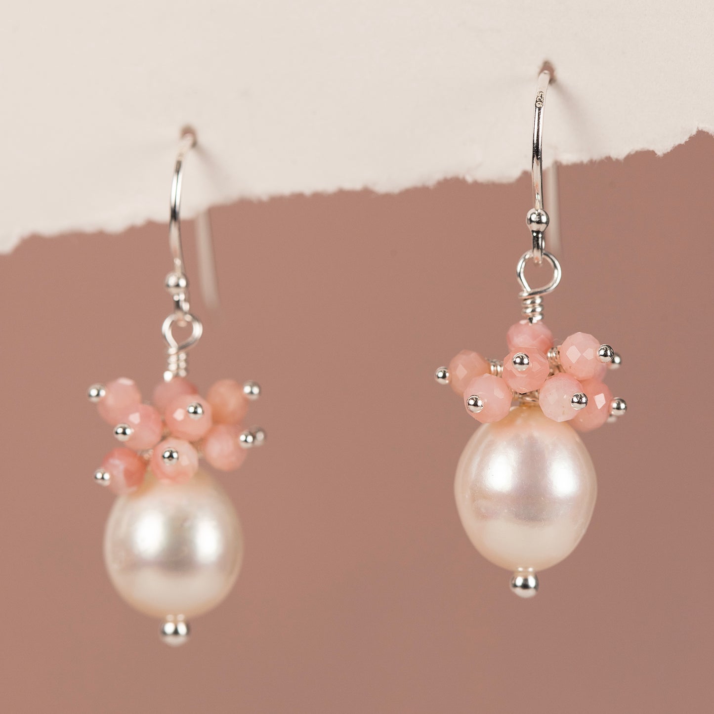 Pearl and Birthstone Cluster Earrings - Silver & Gold