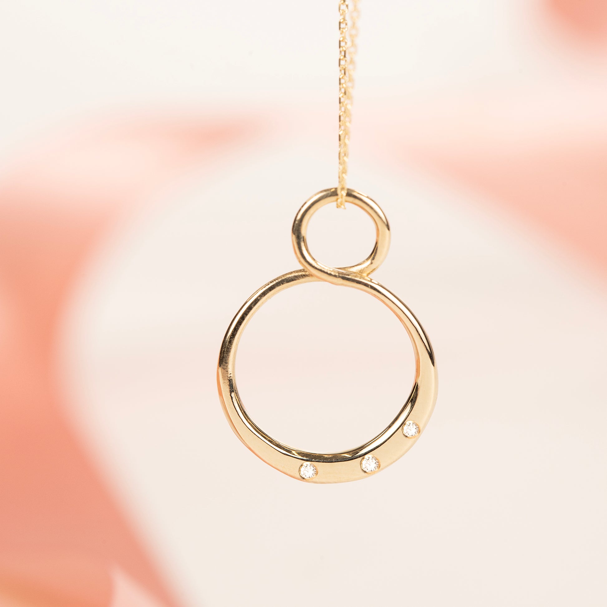 Petite Diamond Infinity Necklace - 3 Diamonds for 3 Loved Ones - 9kt Gold & Lab Grown Diamonds