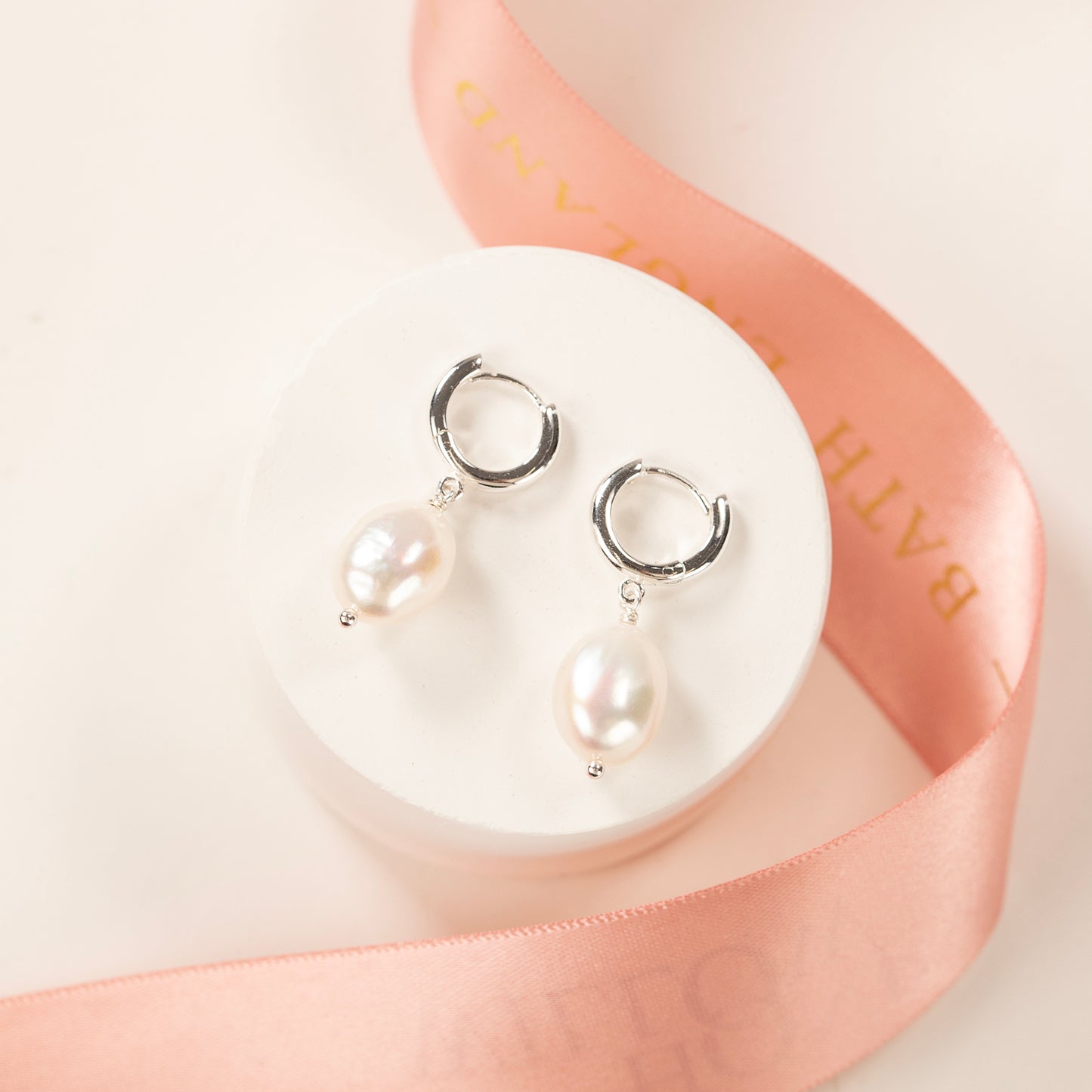 Huggie Hoop Earrings with Pearls - Silver & Gold