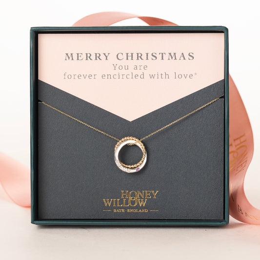 Christmas Gift for Her - Personalised Birthstone Necklace - 9kt Gold & Silver