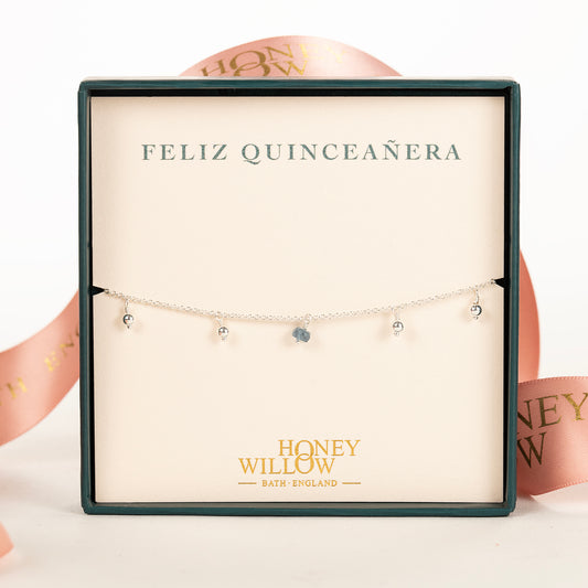 Quinceañera Gift - Delicate Double Birthstone Bracelet - Silver & Gold