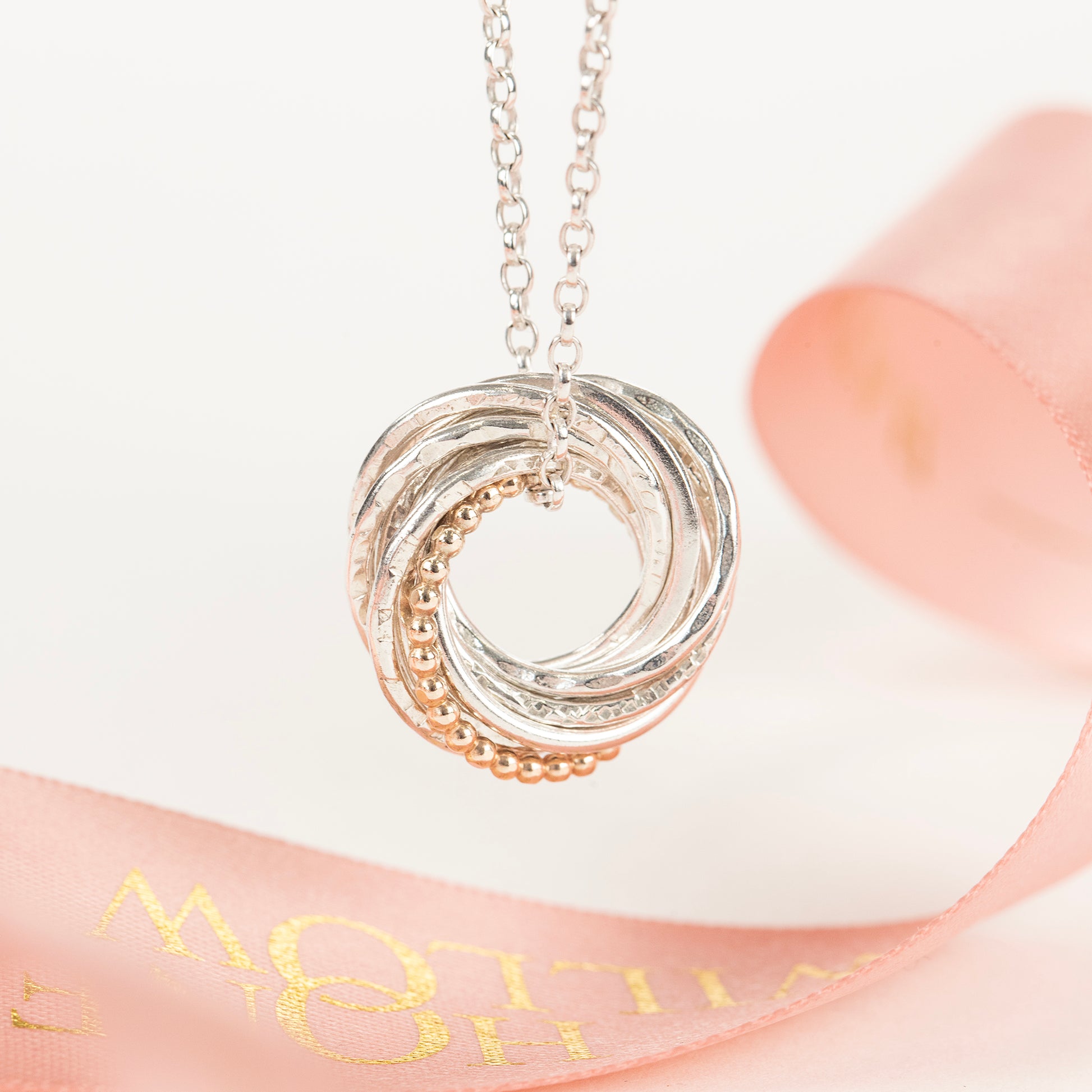 10th Anniversary Necklace - The Original 10 Links for 10 Years Necklace - Petite Silver & 9kt Gold
