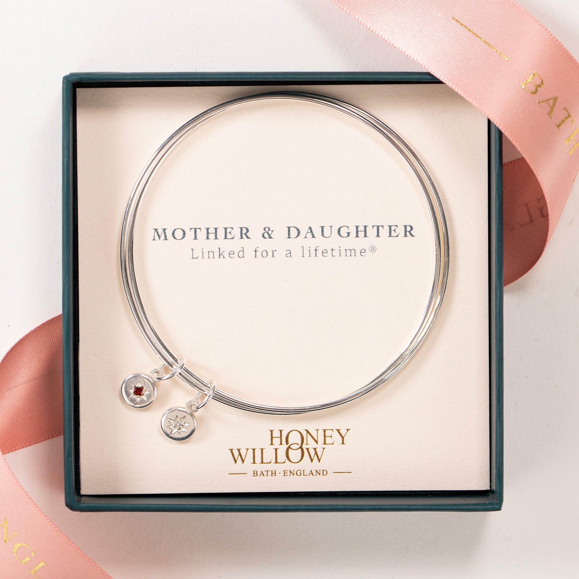Mother Daughter Bracelet Double Linked Birthstone Bangle x bangle