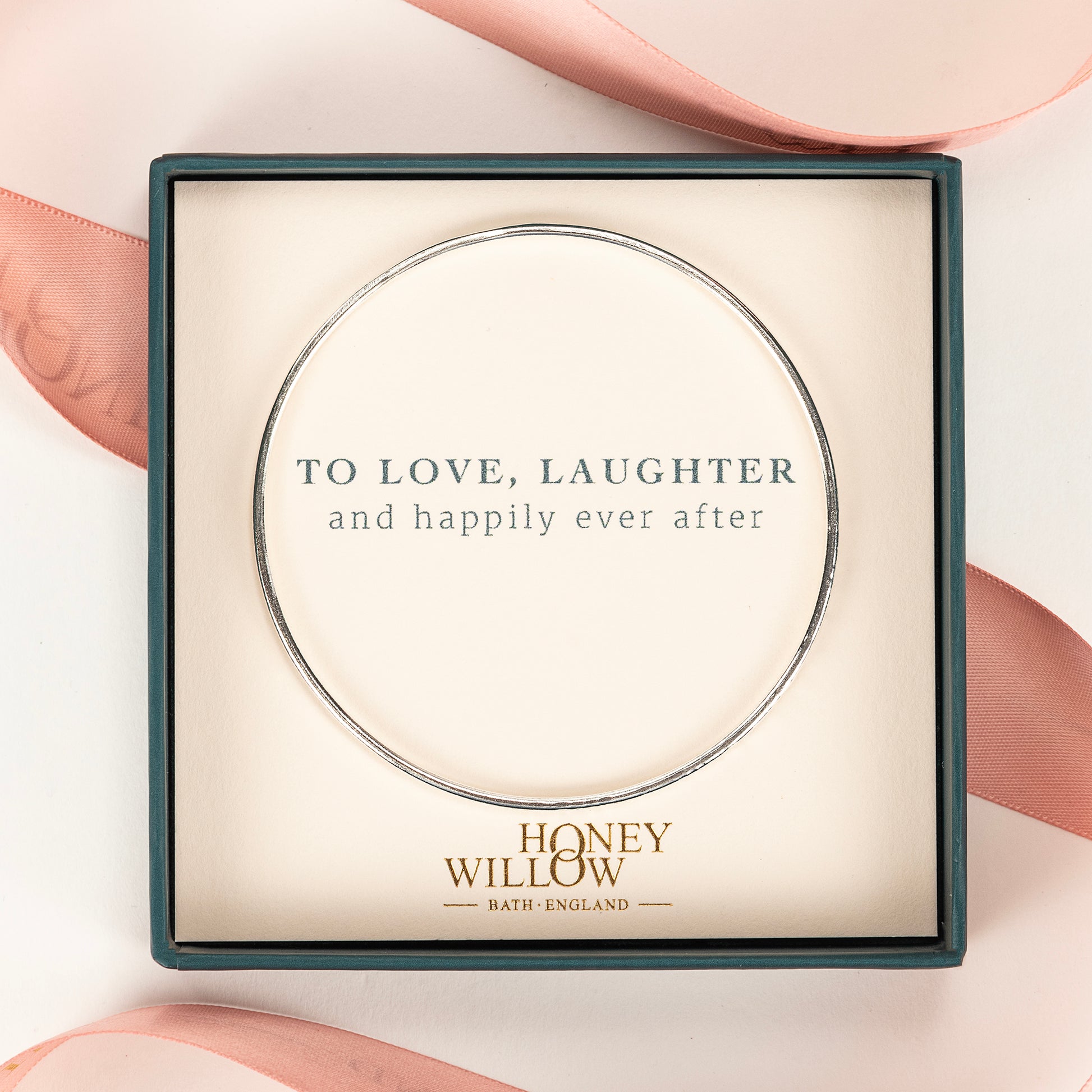 Wedding Day Keepsake Gift for Bride - Personalised Bangle - Silver