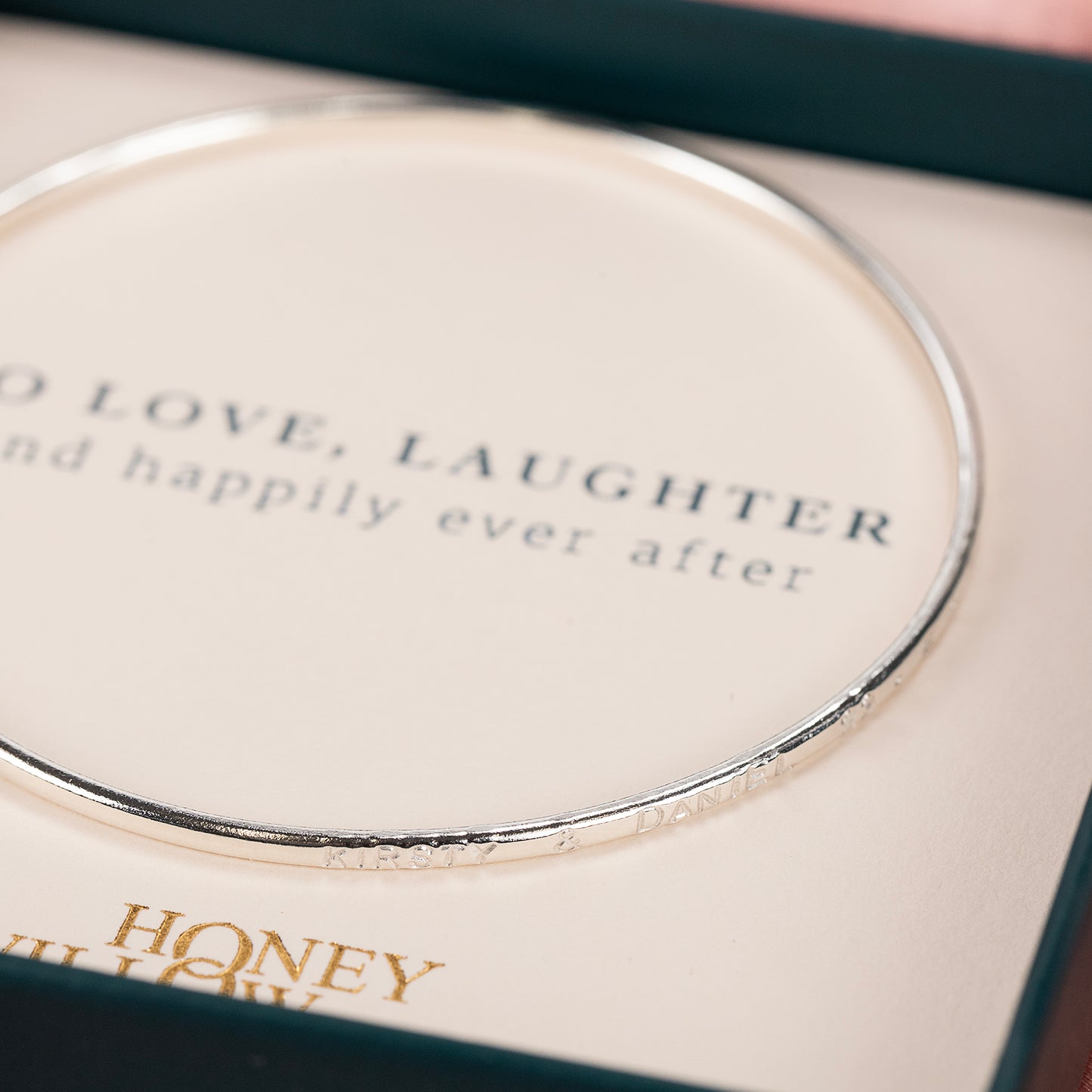 Wedding Day Keepsake Gift for Bride - Personalised Bangle - Silver