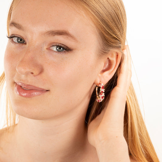 Pink Spring Palette Hoops - Gold
