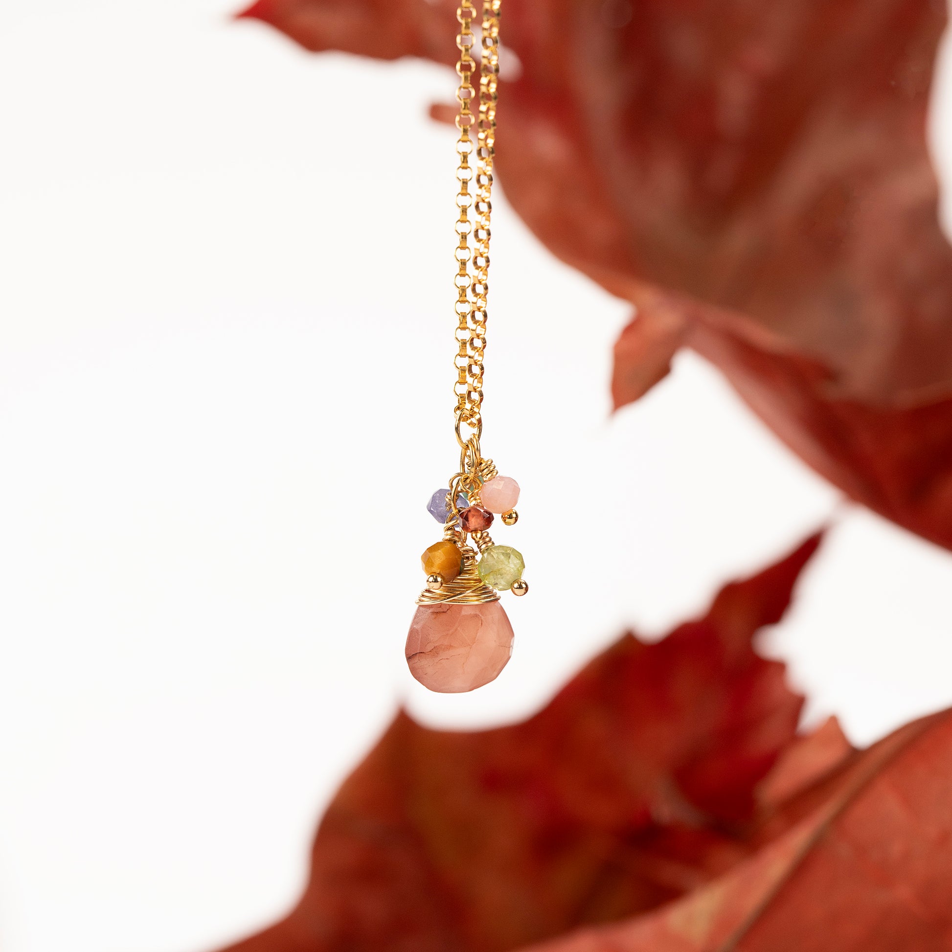 Autumn Colour Palette Inspired Necklace Rhodochrosite Gemstones