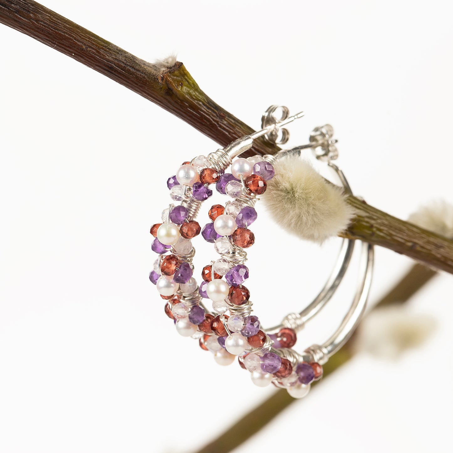 Winter Colour Palette Inspired Hoop Earrings - Gemstones & Silver