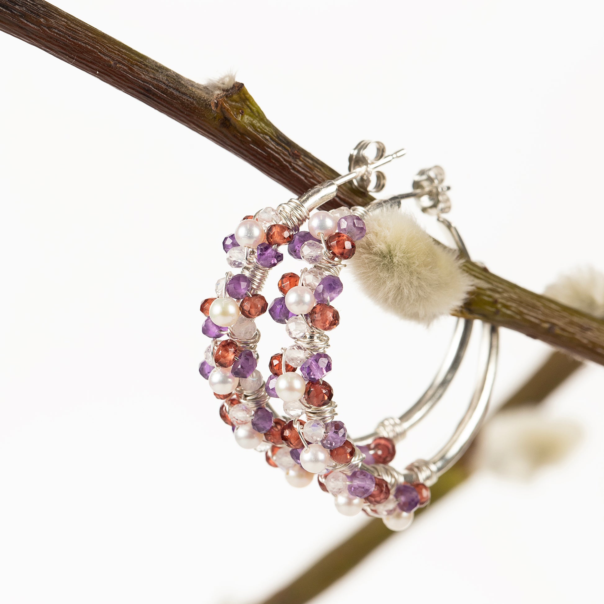 Winter Colour Palette Inspired Hoop Earrings - Gemstones & Silver