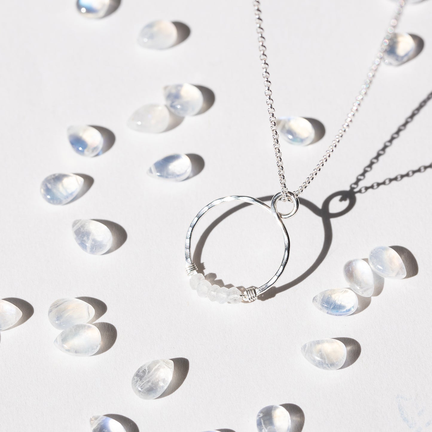 June Birthstone Infinity Necklace - Moonstone - Silver & Gold