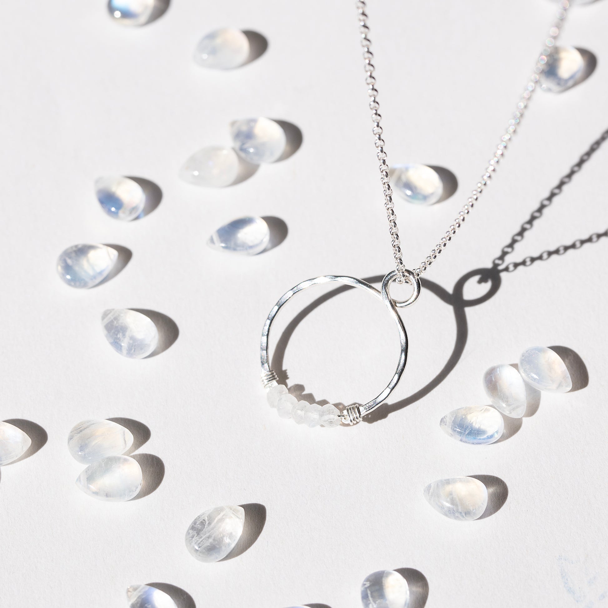 June Birthstone Infinity Necklace - Moonstone - Silver & Gold