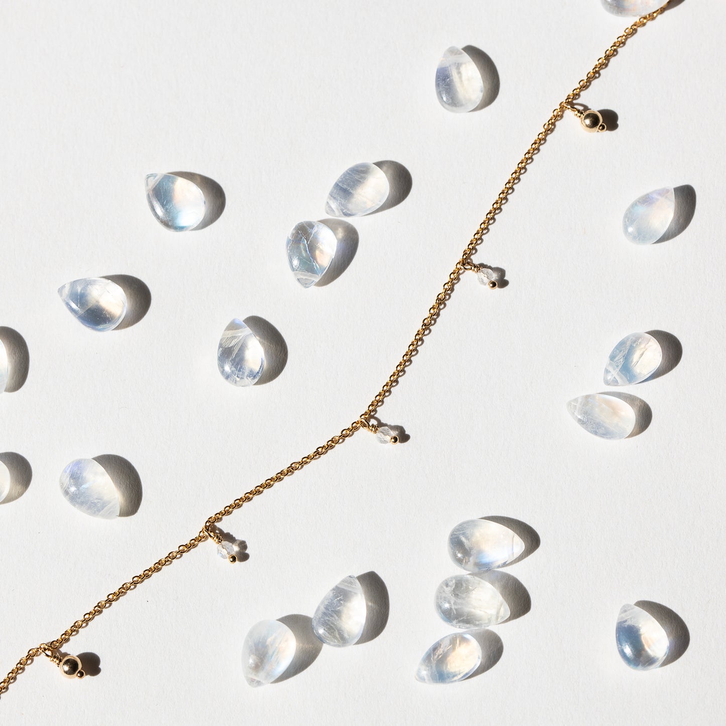 June Birthstone Trio Choker Necklace - Moonstone - Silver & Gold