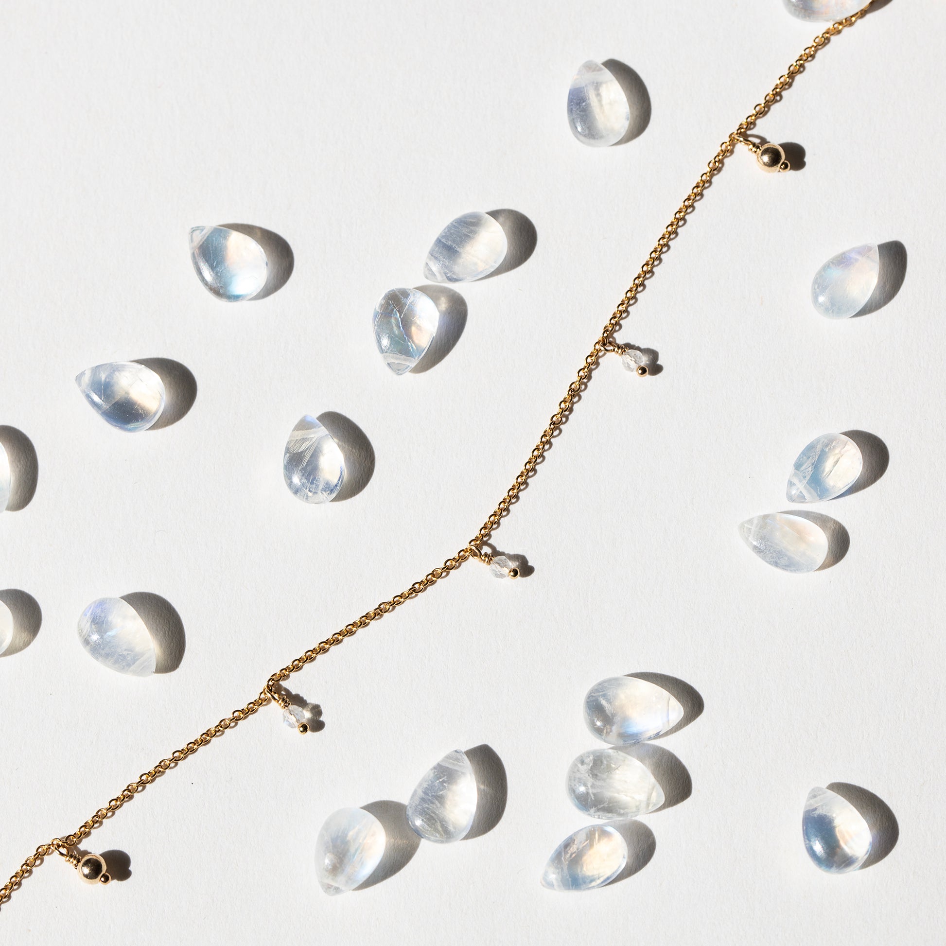 June Birthstone Trio Choker Necklace - Moonstone - Silver & Gold