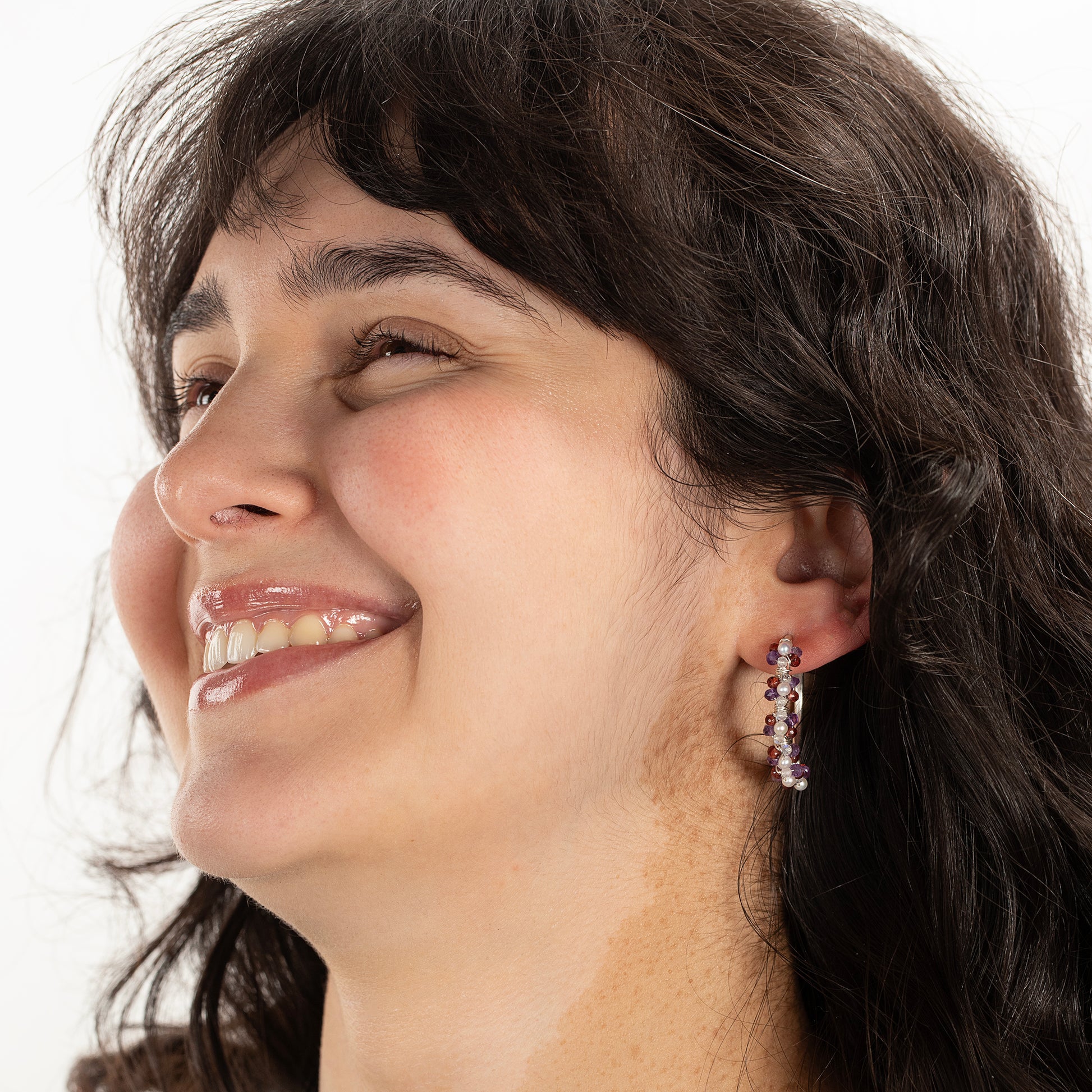 Winter Colour Palette Inspired Hoop Earrings - Gemstones & Silver