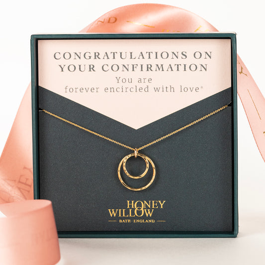 Gift for Confirmation - Forever Encircled with Love Necklace - Silver & Gold