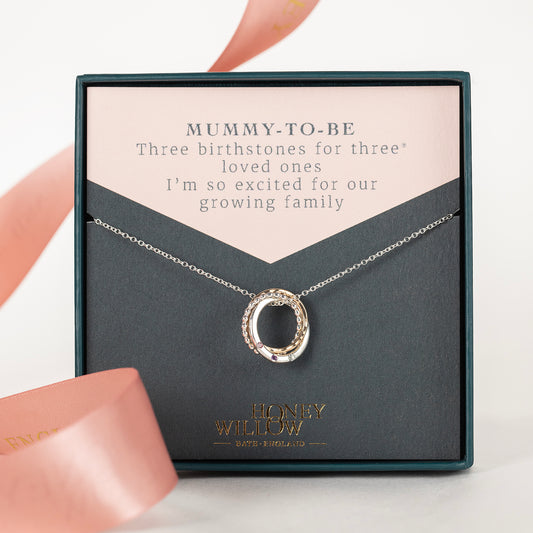 Gift for Mum to be - Birthstone Necklace - Silver & Gold