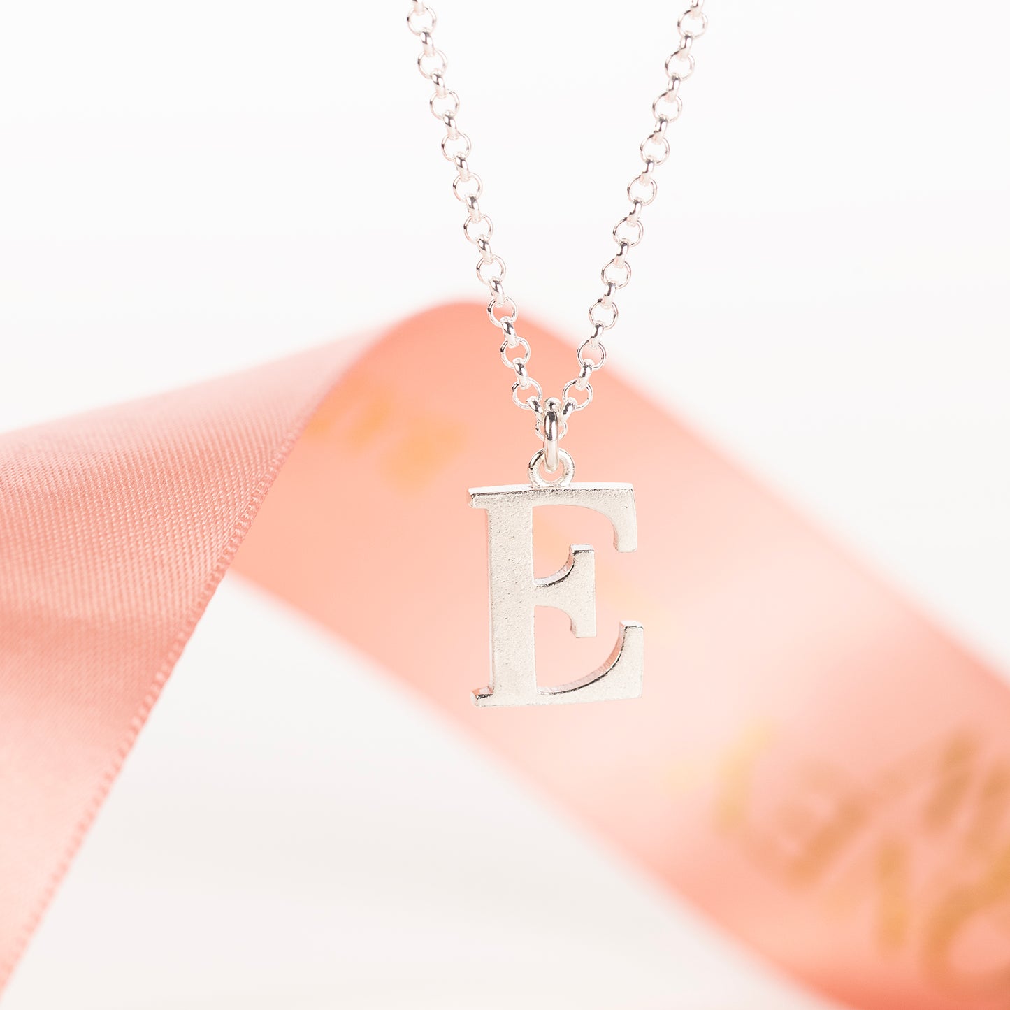E Initial Charm Necklace - Silver