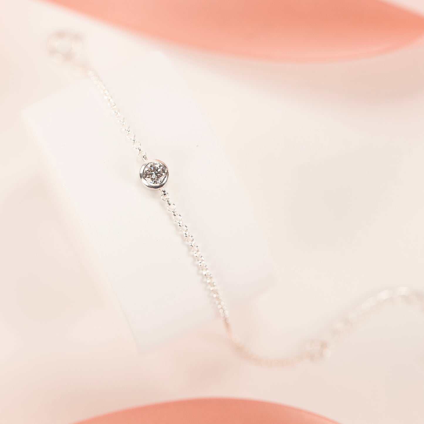 Gift for Niece - Single Diamond Bracelet - Lab Grown 4mm Diamond - Silver