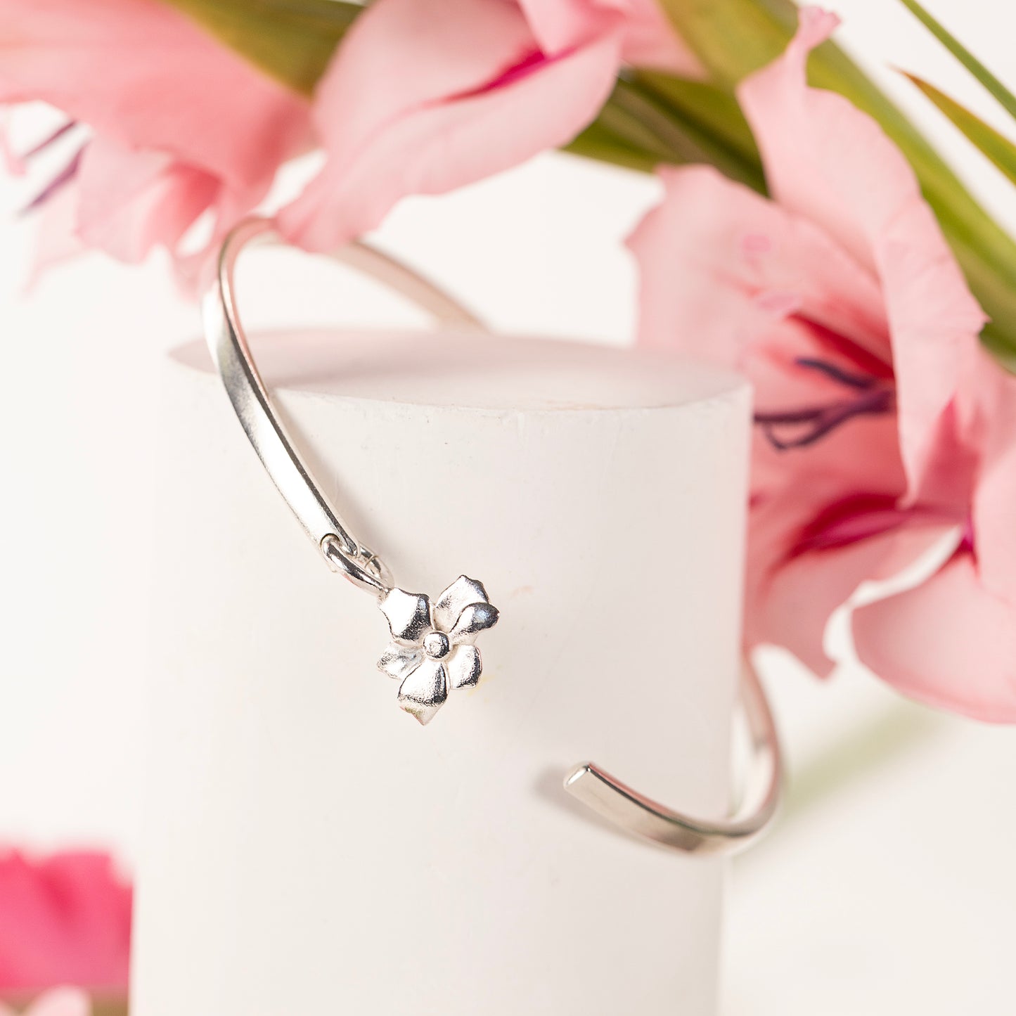 Personalised Gladiolus Torc Bangle - Strength - Silver