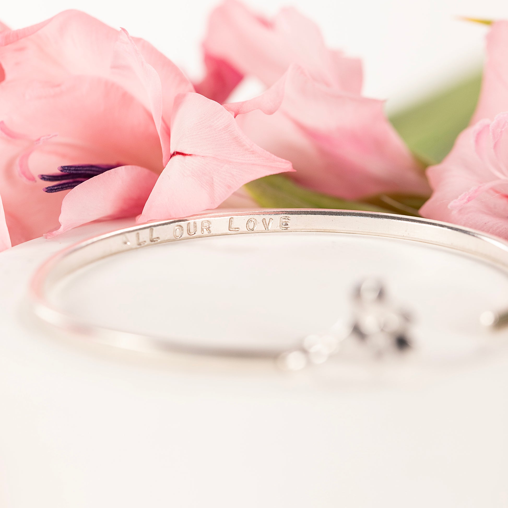Personalised Gladiolus Torc Bangle - Strength - Silver