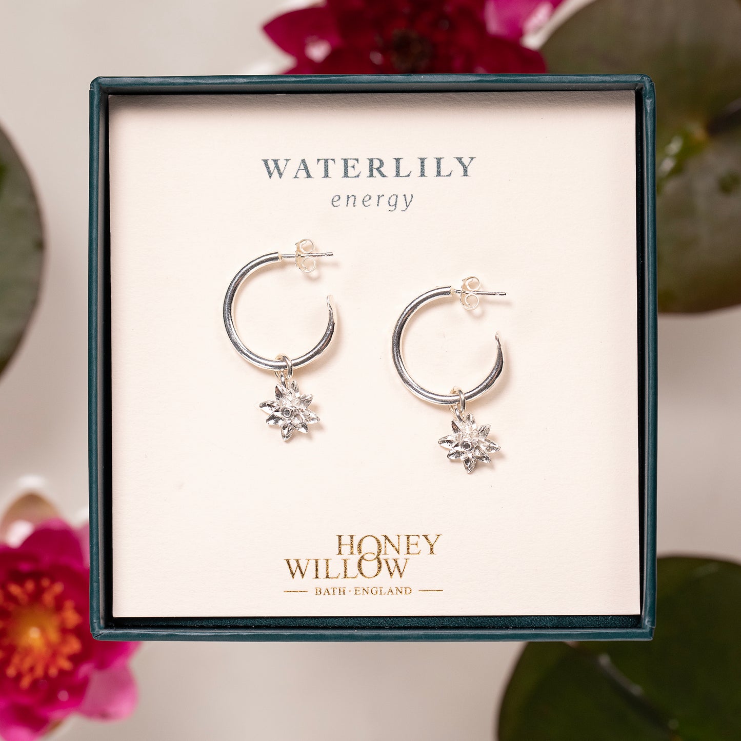 Waterlily Hoop Earrings - Energy - Silver - 2cm