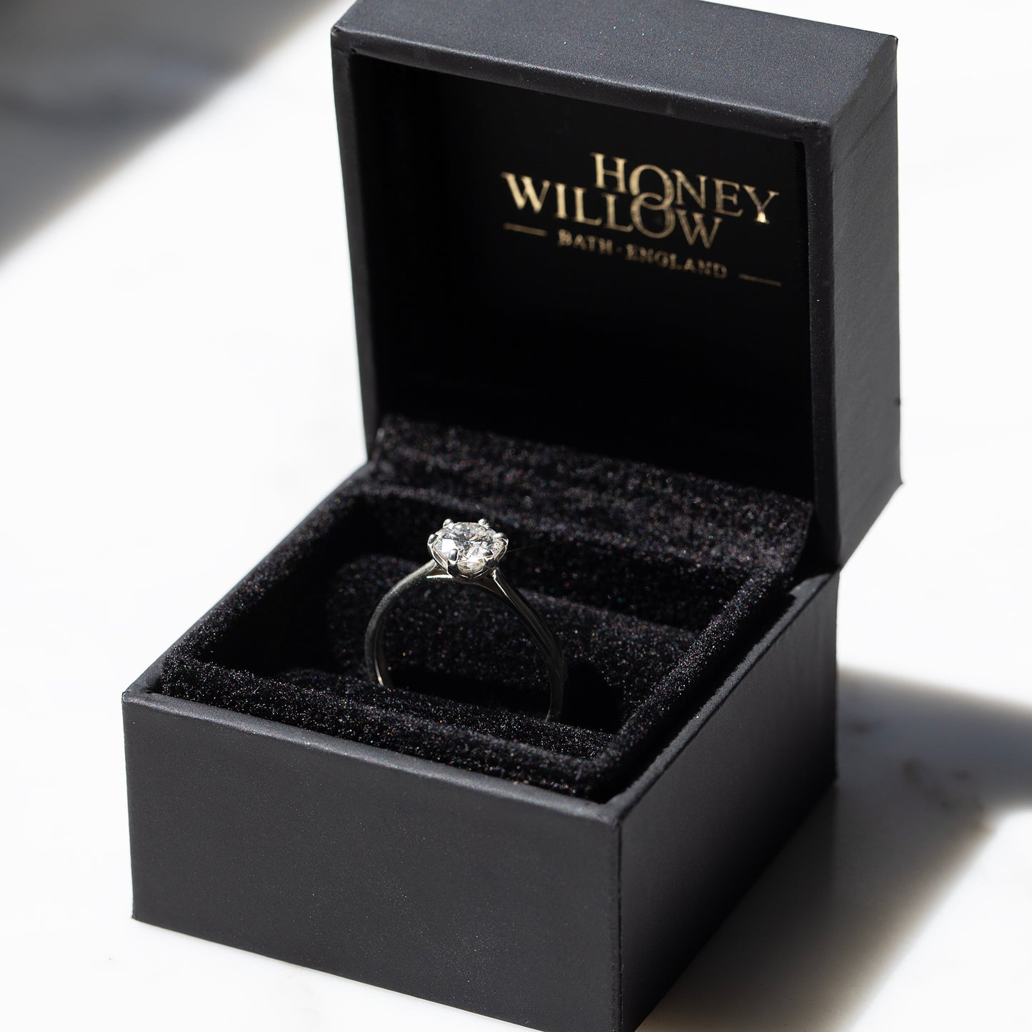 Tulip Claw Engagement Ring - 9kt White & Yellow Gold