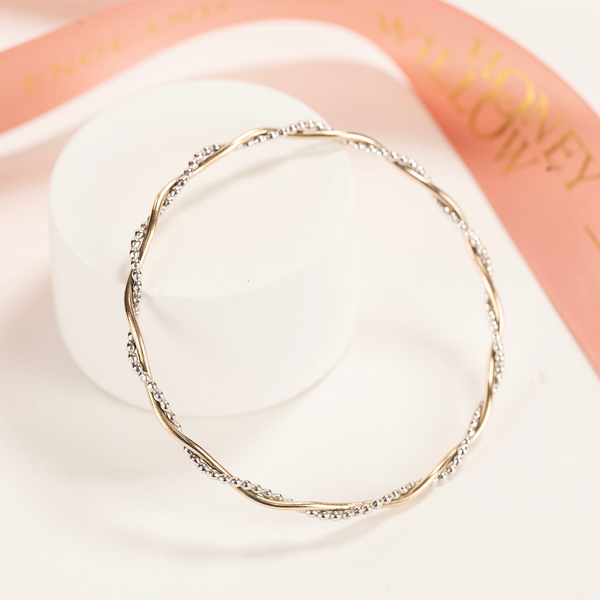 Entwined Bangle - Linked for a Lifetime - Silver & 9kt Gold