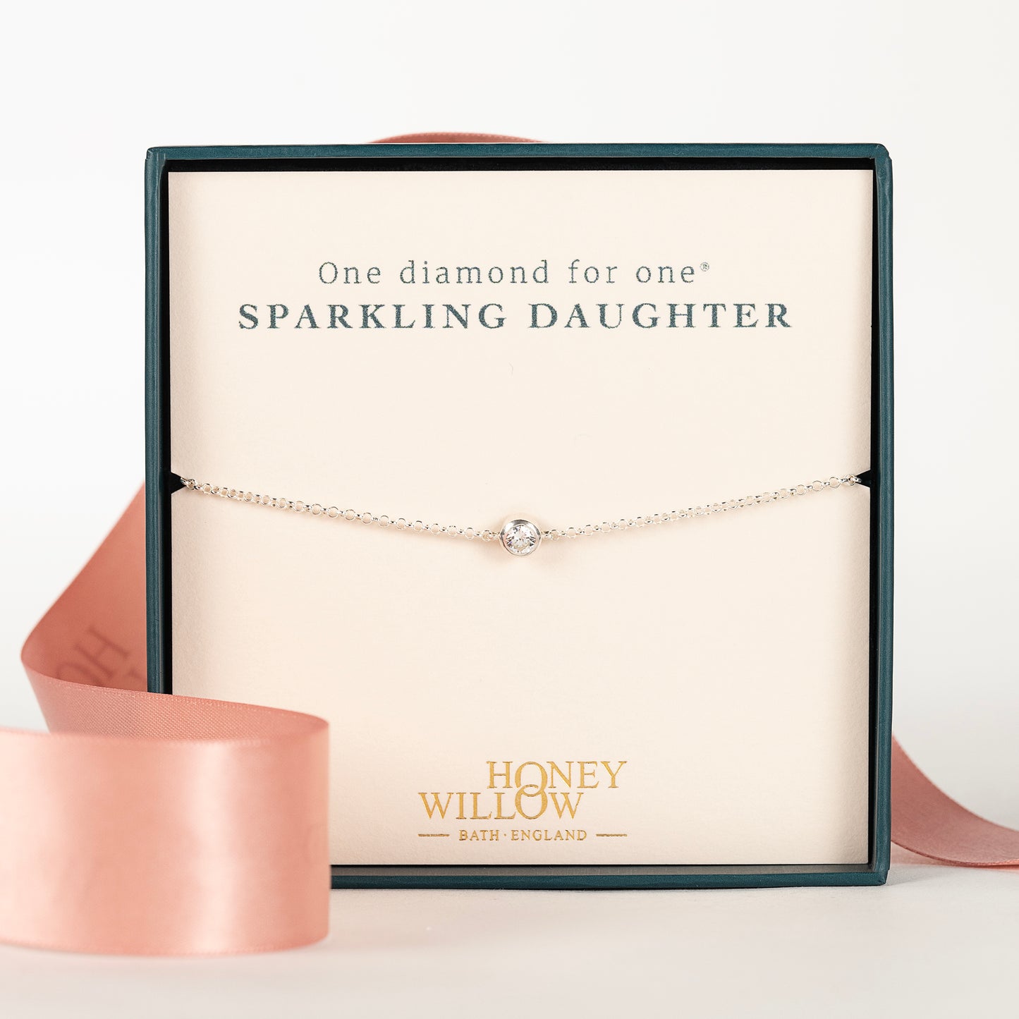 Gift for Daughter - Single Diamond Bracelet - Lab Grown 4mm Diamond - Silver