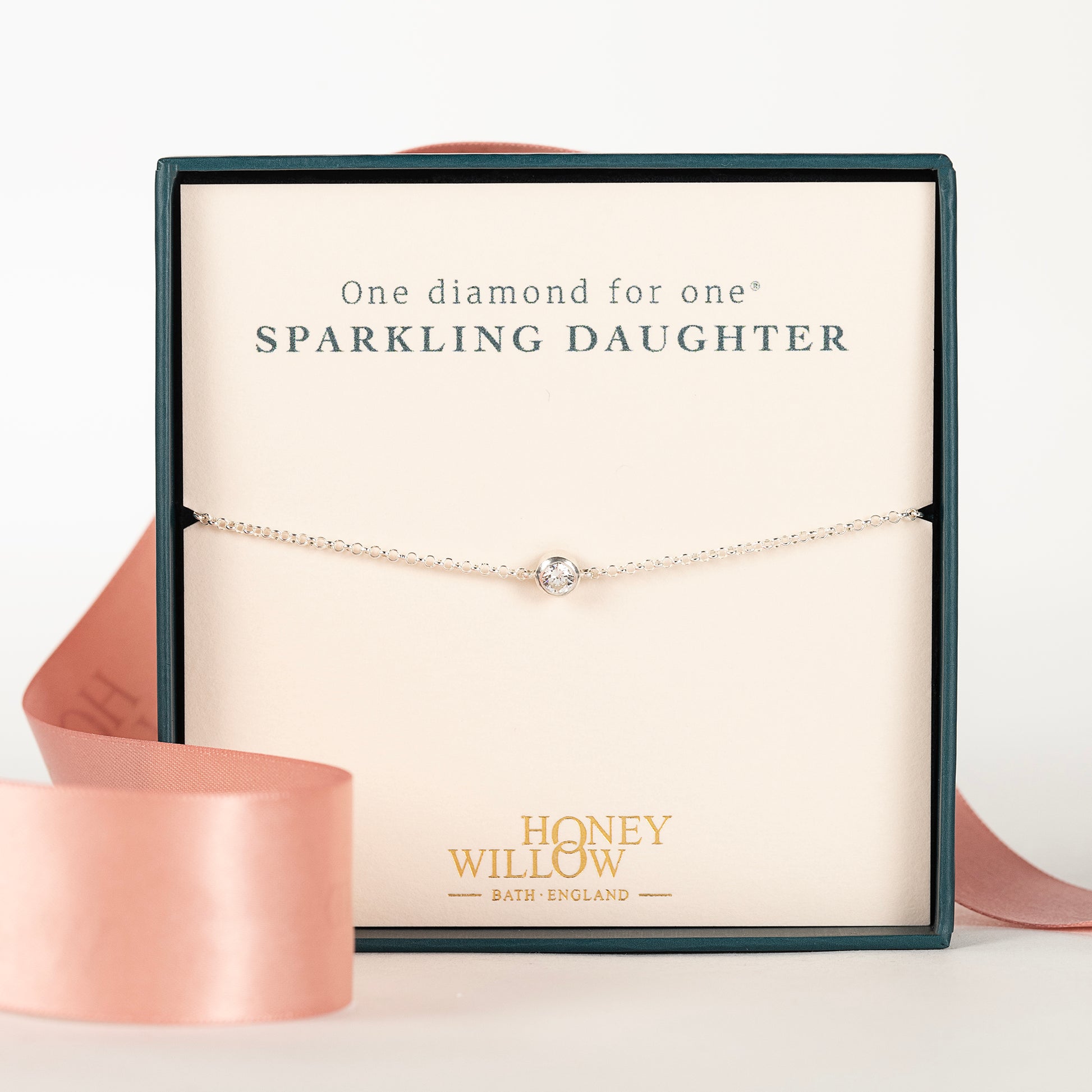 Gift for Daughter - Single Diamond Bracelet - Lab Grown 4mm Diamond - Silver