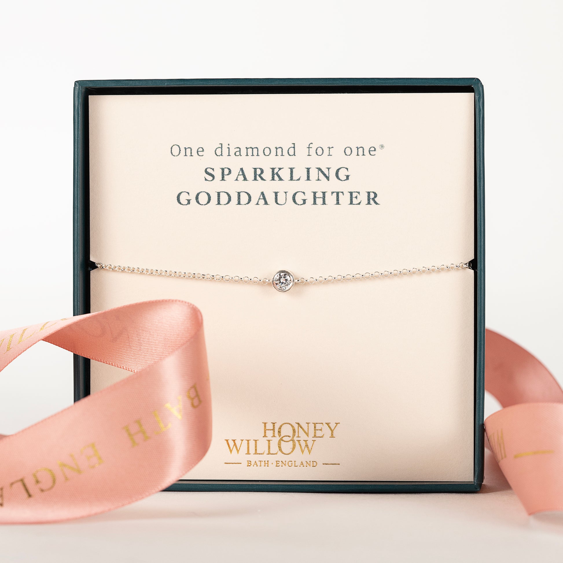 Gift for Goddaughter - Single Diamond Bracelet - Lab Grown 4mm Diamond - Silver