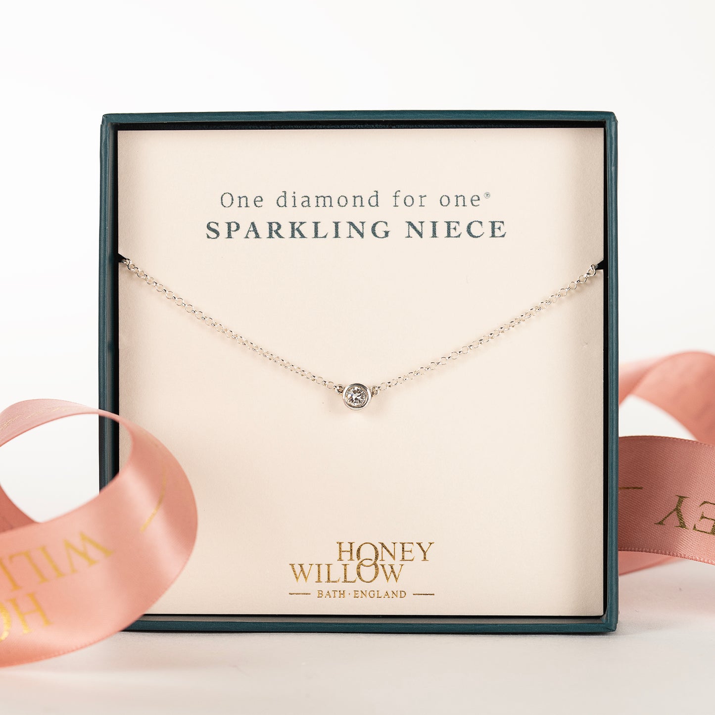 Gift for Niece - Single Diamond Necklace - Lab Grown 4mm Diamond - Silver