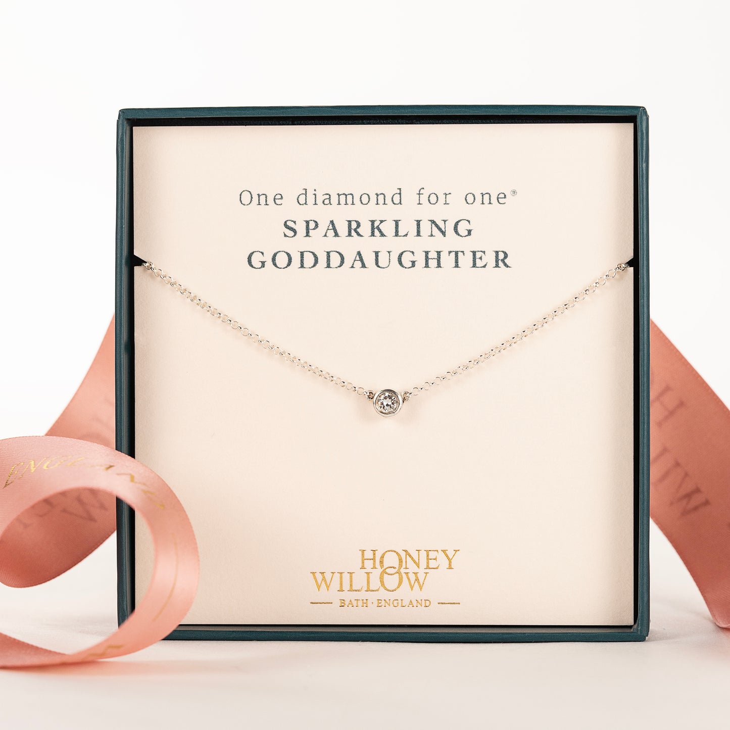 Gift for Goddaughter - Single Diamond Necklace - Lab Grown 4mm Diamond - Silver