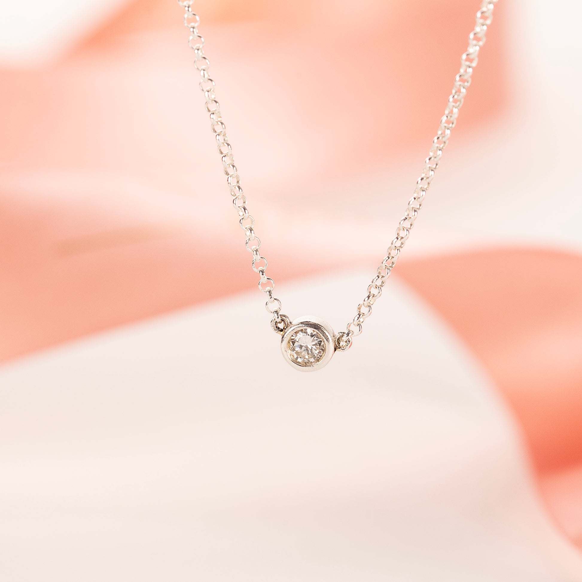 18th Birthday Gift - Single Diamond Necklace - Lab Grown 4mm Diamond - Silver