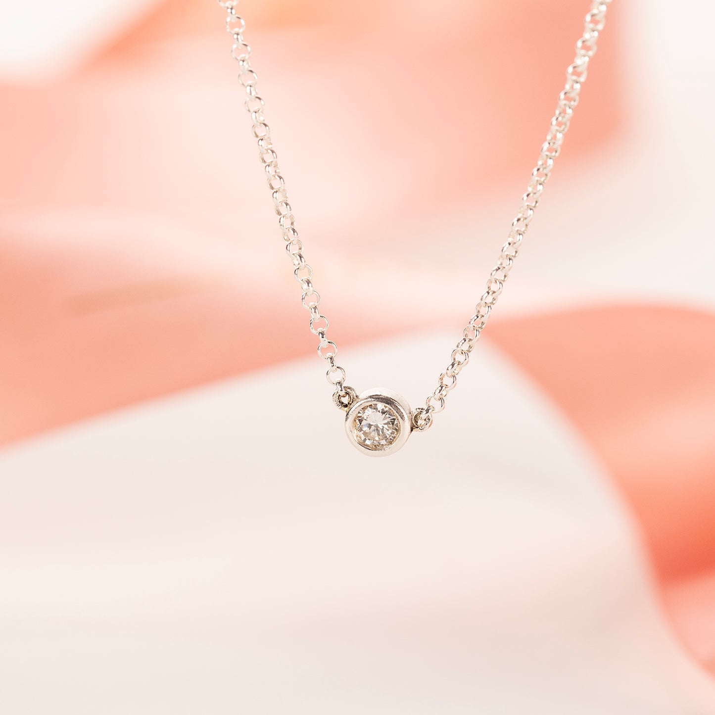 13th Birthday Gift - Single Diamond Necklace - Lab Grown 4mm Diamond - Silver
