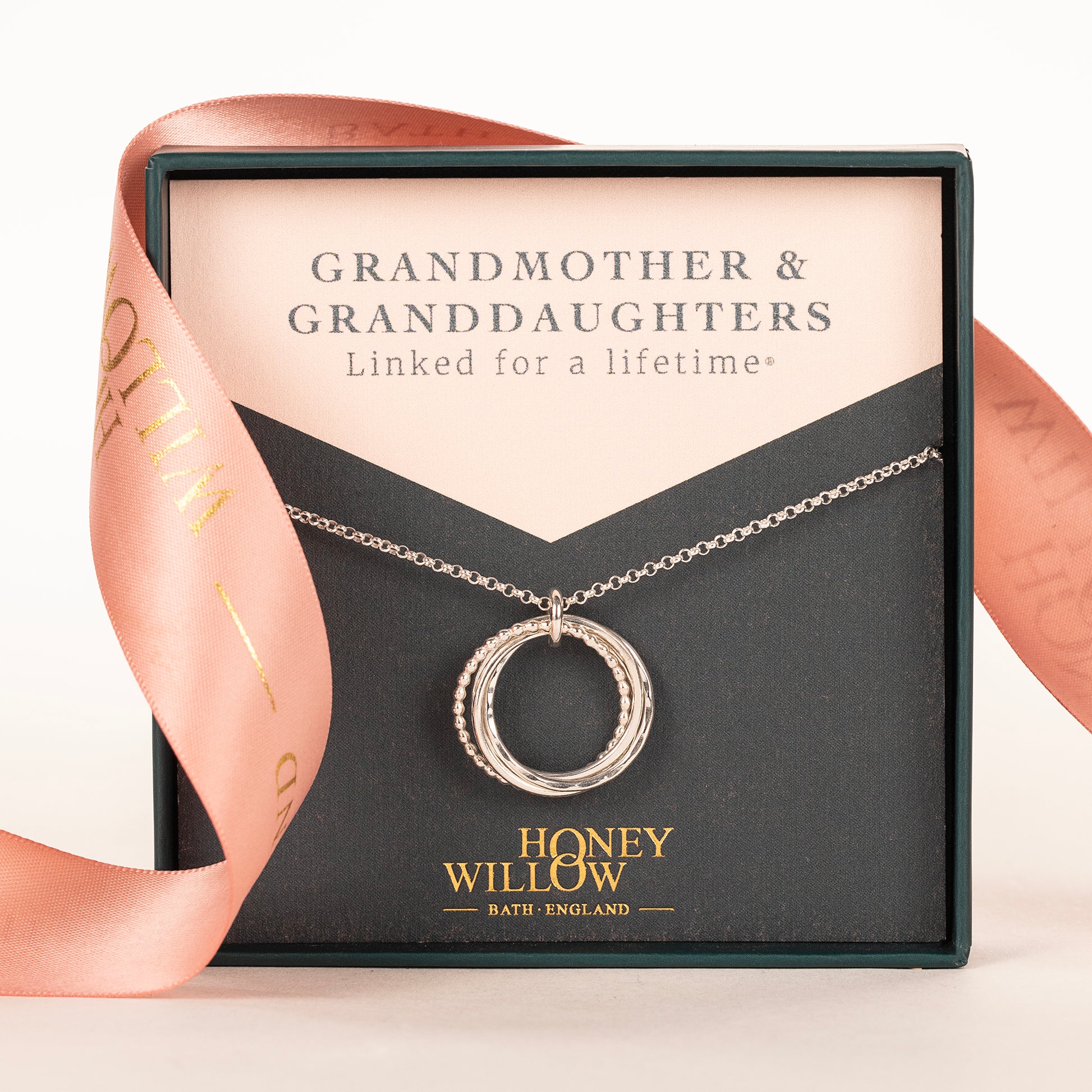 Gift for Grandmother from 3 Granddaughters - Linked for a Lifetime Necklace - Silver