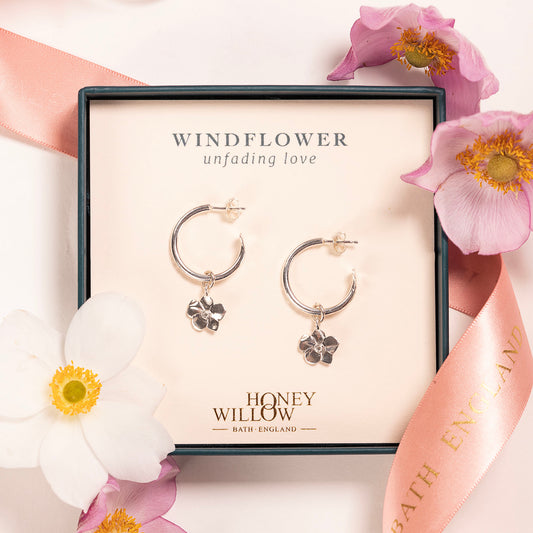 Windflower Hoop Earrings - Unfading Love - Silver - 2cm