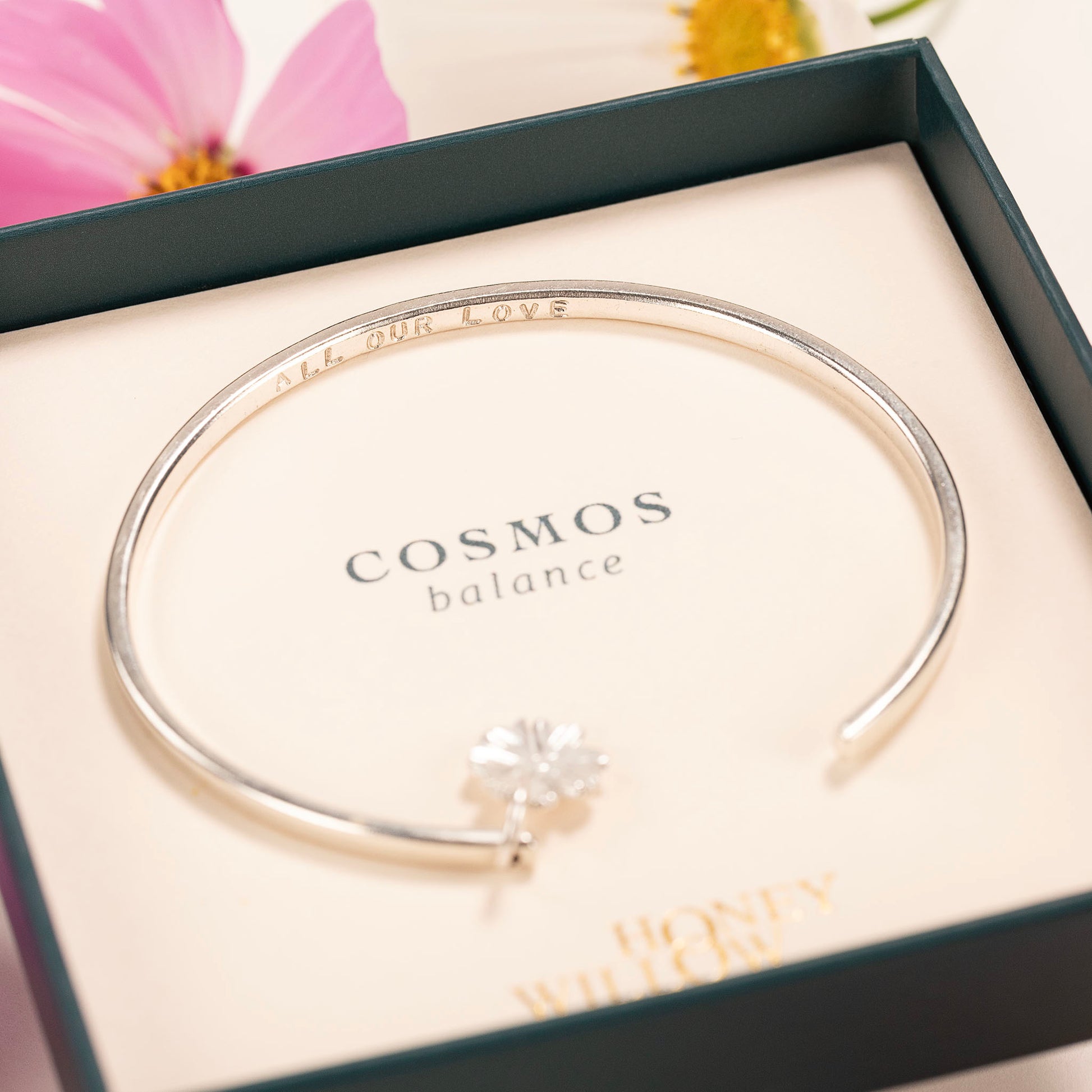 Personalised Cosmos Torc Bangle - Balance - Silver