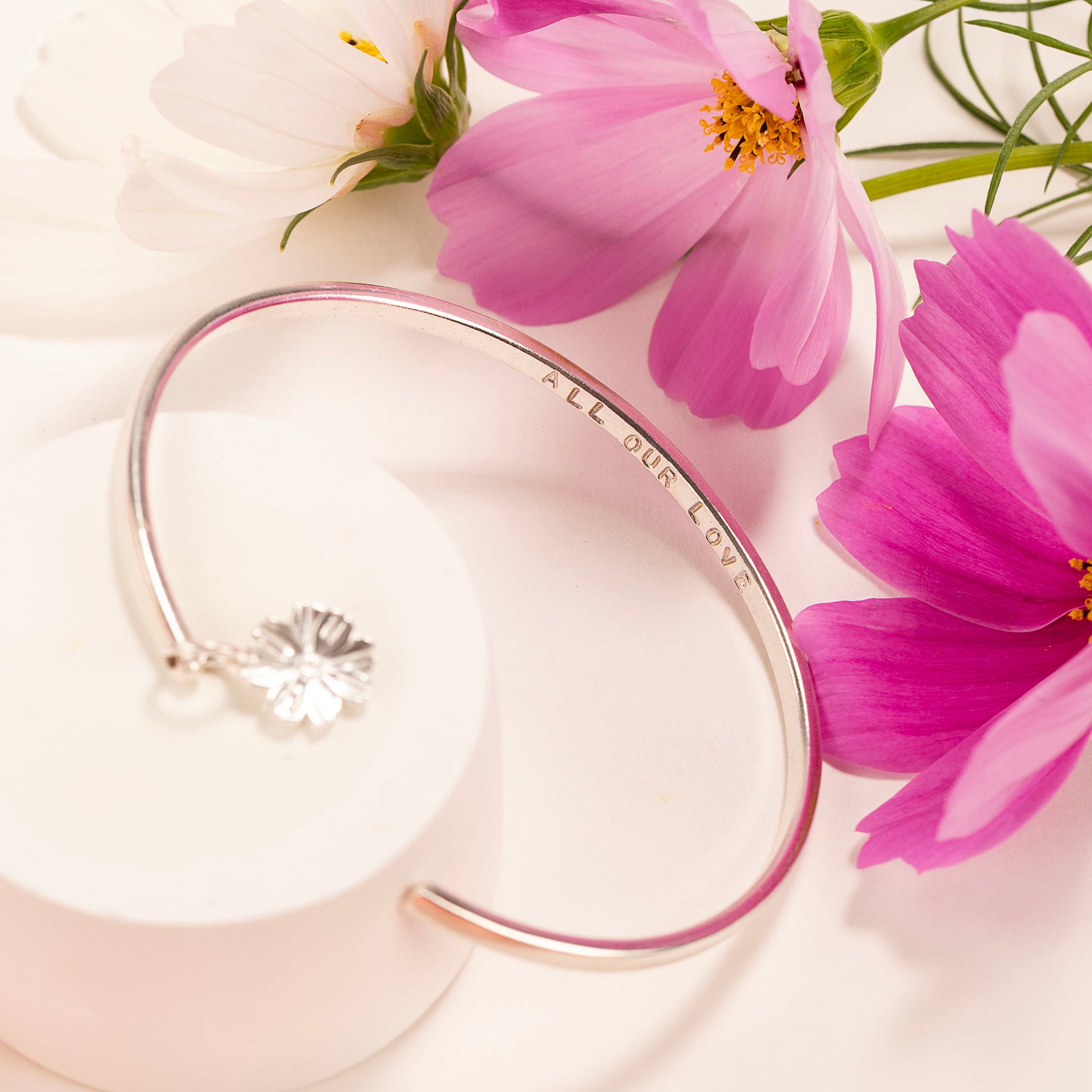 Personalised Cosmos Torc Bangle - Balance - Silver